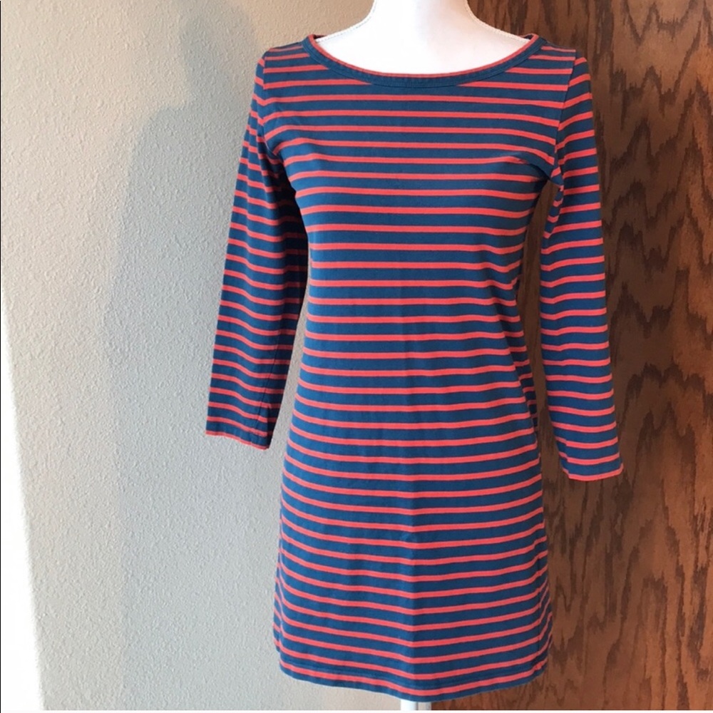Joie red and blue striped dress EUC